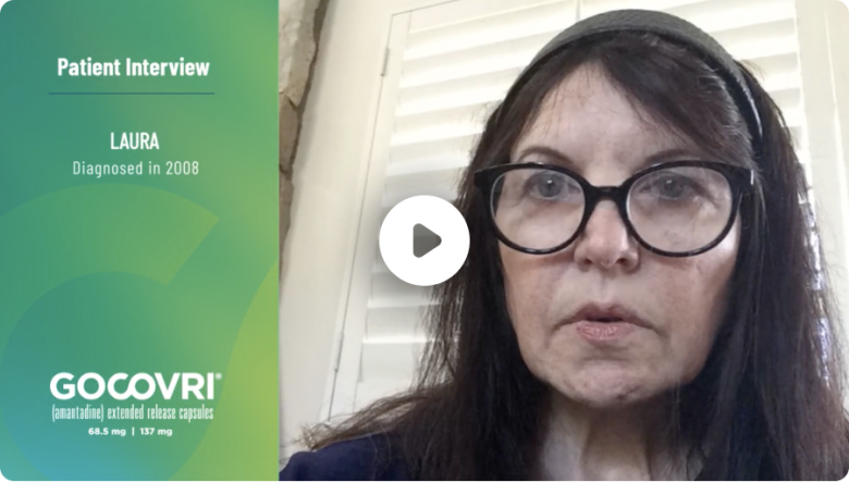 Video cover, click to watch a video of Laura, a GOCOVRI patient.